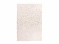 Paris prix - tapis géométrique à poils longs "bijou" blanc & or 80 x 150 cm