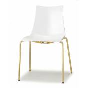 Scab Design - 2 Chaises de salle à manger blanc brillant pieds laiton - Boite à design - Blanc