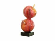 Sculpture pommes 49 cm laquée rouge acidulé - duo pommes
