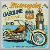 Sticker mural moto vintage - 30 x 30 cm de Sanders & Sanders - bleu, orange et jaune