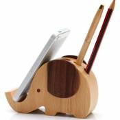 Support de téléphone portable en bois support de téléphone éléphant support de téléphone animal, décoration de bureau porte-stylo éléphant en bois,