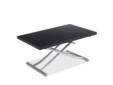Table basse relevable extensible trendy mélaminé bois noir pied alu 110 x 70/140 cm 20100990630