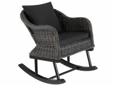 Tectake fauteuil à bascule en rotin rovigo 150 kg - gris 404798