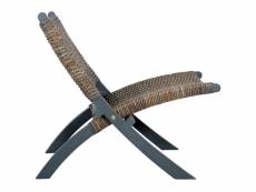 Vidaxl chaise de relaxation gris rotin naturel kubu et bois d'acajou 285801