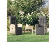 Vidaxl chaises inclinables de jardin 2pcs et table