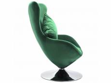 Vidaxl fauteuil pivotant en forme d’œuf et coussin vert foncé velours