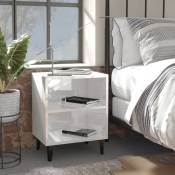 Vidaxl - Tables de chevet pieds en métal 2 pcs Blanc brillant 40x30x50cm