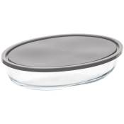 5five - plat ovale couvercle silicone 30x21cm keepeat - Transparent et gris anthracite