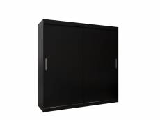 Armoire de chambre torm noir 200 avec 2 portes coulissantes penderie (tringle) avec étagères sans tiroirs