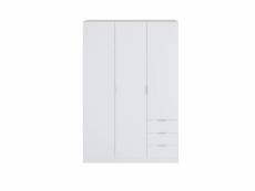 Armoire penderie 3 portes 3 tiroirs en bois blanc - ar17069