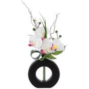 Atmosphera - Composition florale d'Orchidées artificielles Vase Noir en Céramique h 45 cm Rose