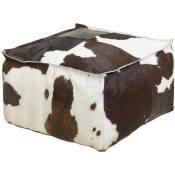 Aubry Gaspard - Pouf carré en peau de vache véritable - Marron