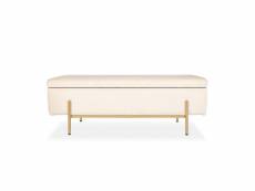 Banquette coffre olivia velours beige pieds or