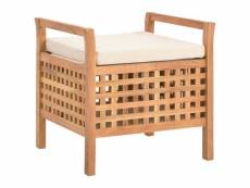 Banquette pouf tabouret meuble banc de rangement cm bois de noyer massif helloshop26 3002174