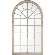 Beliani - Miroir Mural en Forme de Fenêtre avec Cadre Beige en Métal pour Salon Entrée ou Salle à Manger