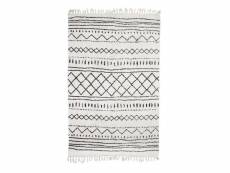 Berbere ethno - tapis en coton motifs ethniques écru naturel 160x230