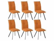 Bispo - lot de 6 chaises tissu coloris orange