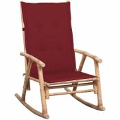 Chaise à bascule avec coussin Bambou vidaXL - Rouge bordeaux