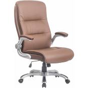 Chaise de bureau en cuir eco avec des accoudoirs inclinables chaise ergonomique diverses couleurs Couleur : brun clair