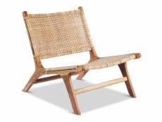 Chaise design boho bali en bois naturel et rotin -