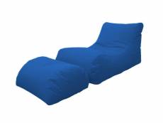 Chaise longue de salon moderne, made in italy, fauteuil avec repose-pieds en nylon, pouf rembourré pour chambre, 120x80h60 cm, couleur bleu 8052773611