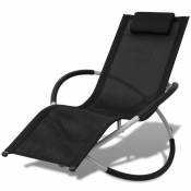 Chaise longue ergonomique et pliable - Noir - 174 x