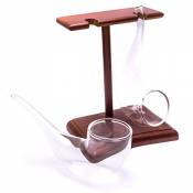 CKB LTD® Brandy Pipe Sipping Glasses Set with Wooden