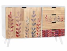 Commode meuble de rangement en hévéa multicolore - longueur 120 x hauteur 75 x profondeur 30 cm