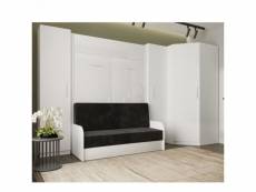 Composition angle lit escamotable dynamo sofa accoudoirs blanc canapé noir 140*200 cm 355-100 cm 20100990676