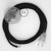 Cordon pour lampadaire, câble RC04 Coton Noir 3 m. Choisissez la couleur de la fiche et de l'interrupteur Transparent