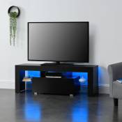 [en.casa] - Meuble tv Grimsey led Panneaux de Particules 130 x 35 x 45 cm Multicolore Noir