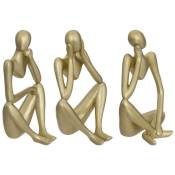 Ensemble de 3 statuettes femme en résine dorée H17