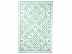 Esschert design tapis d'extérieur 182x122 cm tuiles vert et blanc 433913