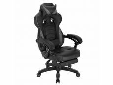 Fauteuil de bureau.chaise de gaming avec appuie-tête+coussin lombaire.siège en similicuir.noir+gris