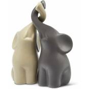 Fortuneville - Couple d'éléphants harmonieux en céramique