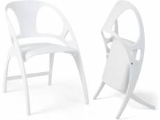 Giantex lot de 2 chaises de salle à manger pliable style moderne, chaises en plastique imperméable et résistant pour cuisine, terrasse, jardin, café,