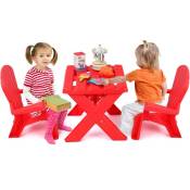 Goplus - Table Chaise Enfant, Table d'Extérieur Enfants avec Dossier Ergonomique et Accoudoirs, Table d'Activités pour Tout-Petits pour Dessiner,