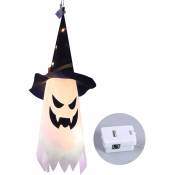 Guirlande lumineuse Chapeau de sorcière d'Halloween suspendu lumière fantôme assistant chapeau en forme de lampe fantôme LED à piles clignotant