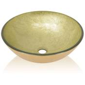 Helloshop26 - Lavabo basque salle de bain diamètre 42 cm verre trempé doré