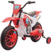 Homcom - Moto cross électrique enfant 3 à 5 ans 12 v 3-8 Km/h avec roulettes latérales amovibles dim. 106,5L x 51,5l x 68H cm rouge - Rouge