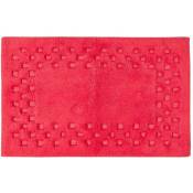 Homescapes - Tapis de bain piqué de carreaux 45 x 75 cm coloris rouge - Rouge