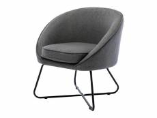 Jonas - fauteuil design tissu gris pieds métal noir