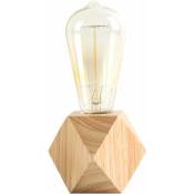 Lampe de table en bois, petite lampe de chevet avec