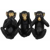 Le Monde Des Animaux - Ensemble de 3 figurines singes de la sagesse noires et or
