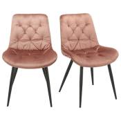 Lot de 2 chaises capitonnées velours rose et pieds