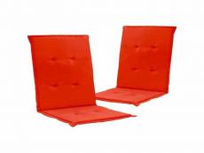 Lot de 2 coussins de chaise de jardin 100% polyester rouge 100 x 50 x 3 cm dec021686