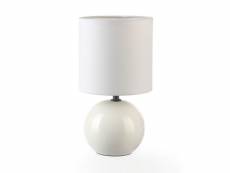 Lot de 2 lampes céramique boule en blanc, hauteur 25 cm -pegane-