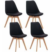 Lot de 4 chaises de salle à manger cuisine bureau style scandinave en tissu noir pieds en bois