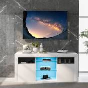 Meuble tv / Buffet bas salon Moderne - 120 cm - Blanc - éclairage led 16 couleurs