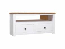 Meuble tv d'angle | banc tv armoire de rangement blanc 93x49x49 cm pin assortiment panama meuble pro frco22564